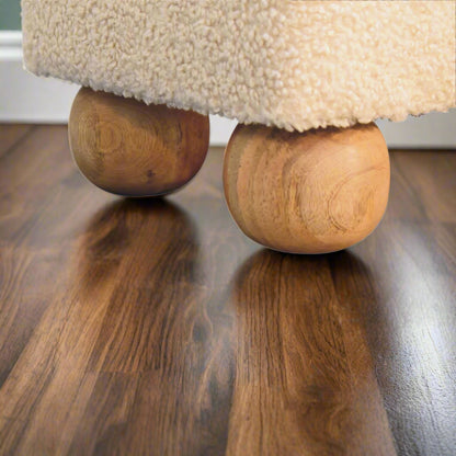 Leather Boucle Vintage Ball Footstool