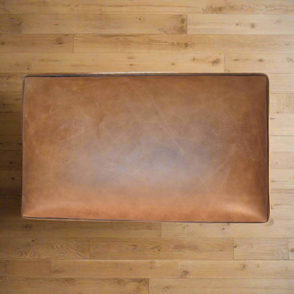 Leather Boucle Vintage Ball Footstool