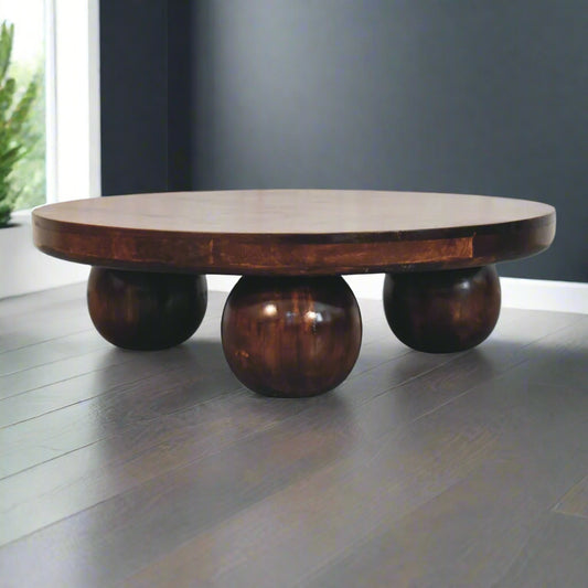 California Walnut Central Table with Ball Feet