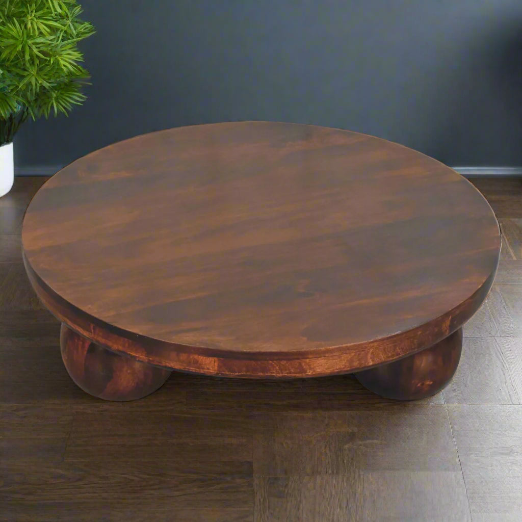 California Walnut Central Table with Ball Feet