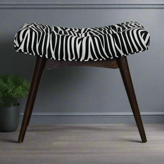 Zebra Print Curved Bench Stool