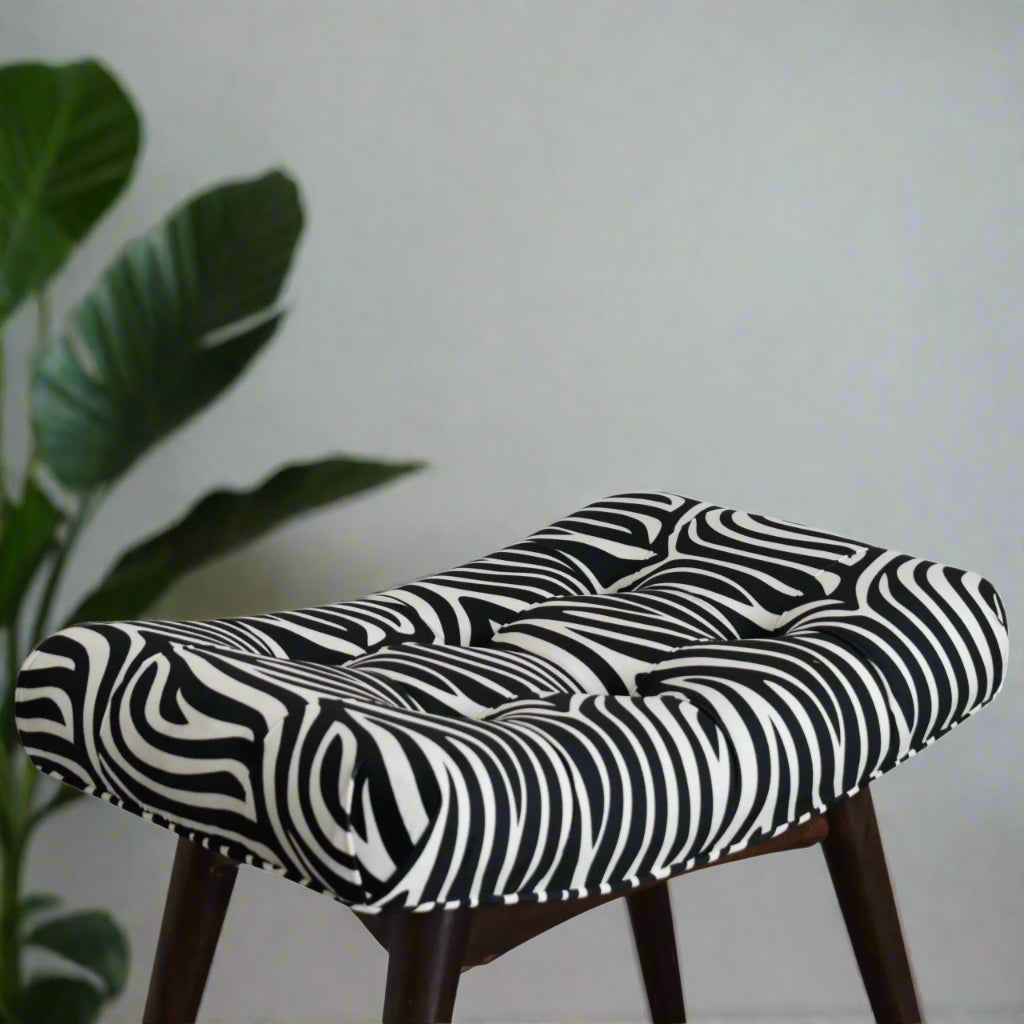 Zebra Print Curved Bench Stool