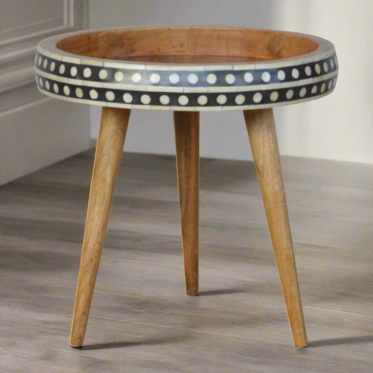 Small Dotted Bone Inlay End Table (Oak-ish Finish)