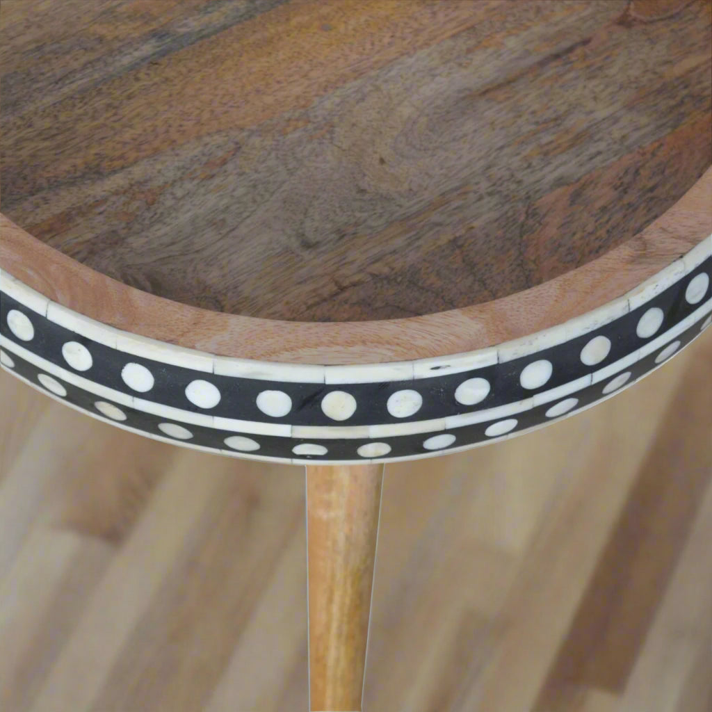 Small Dotted Bone Inlay End Table (Oak-ish Finish)