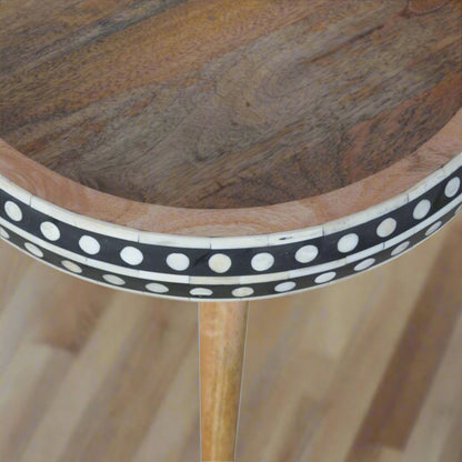 Small Dotted Bone Inlay End Table (Oak-ish Finish)
