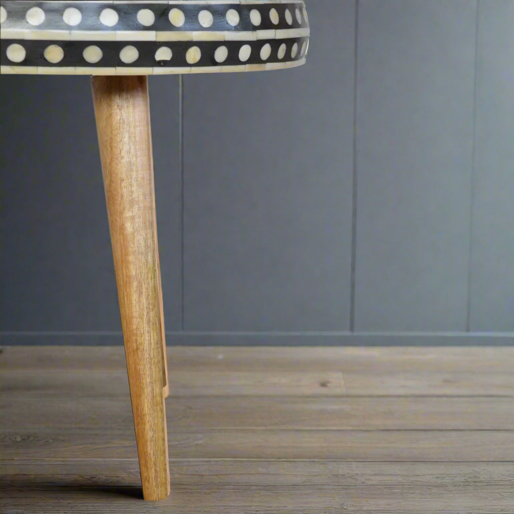 Small Dotted Bone Inlay End Table (Oak-ish Finish)