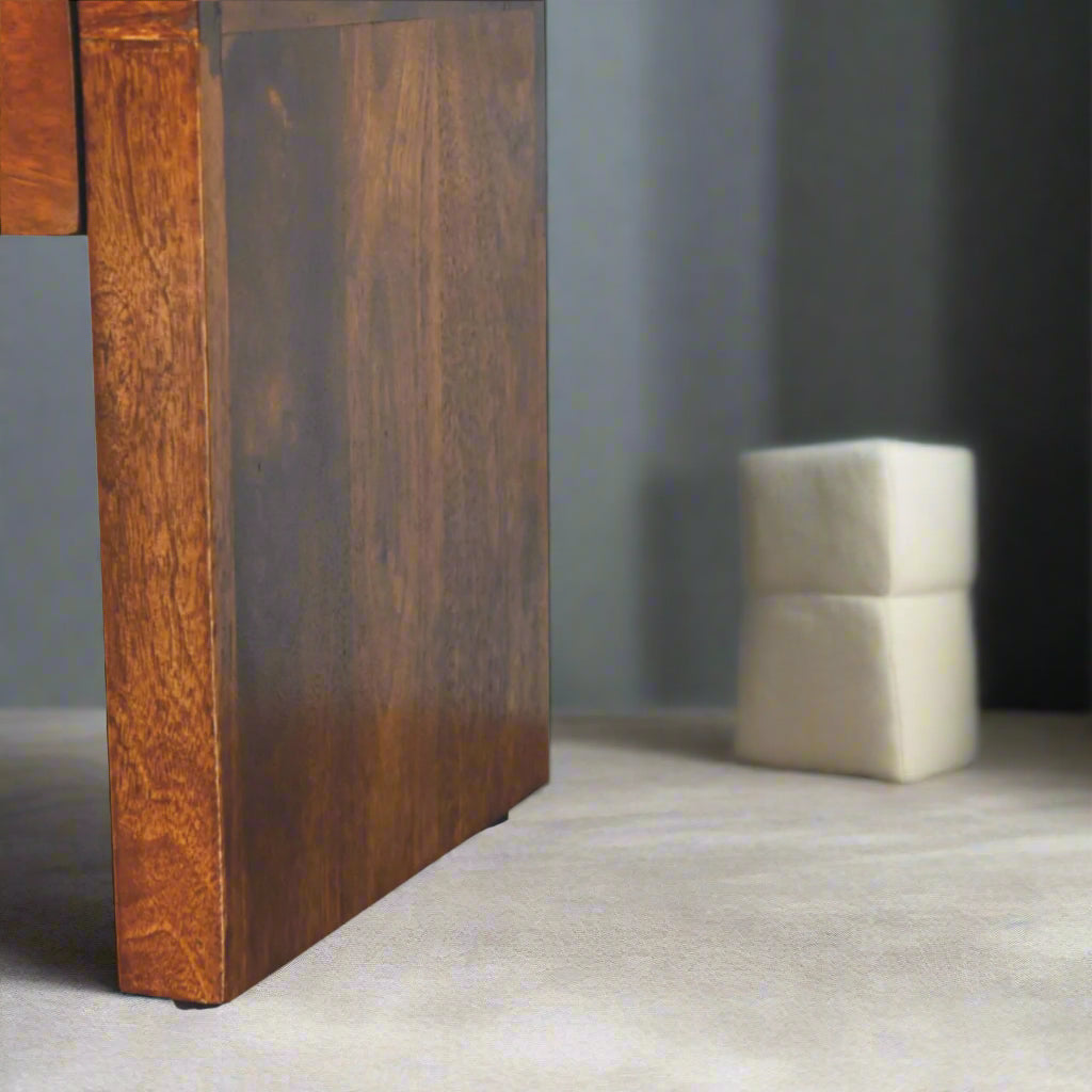 Bottom view of the Mini Darcy Chestnut 1 Drawer Bedside Table, showing its compact leg.