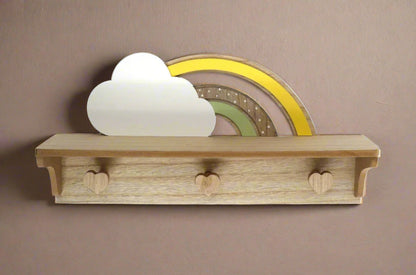 Rainbow and Cloud Shelf with Hooks