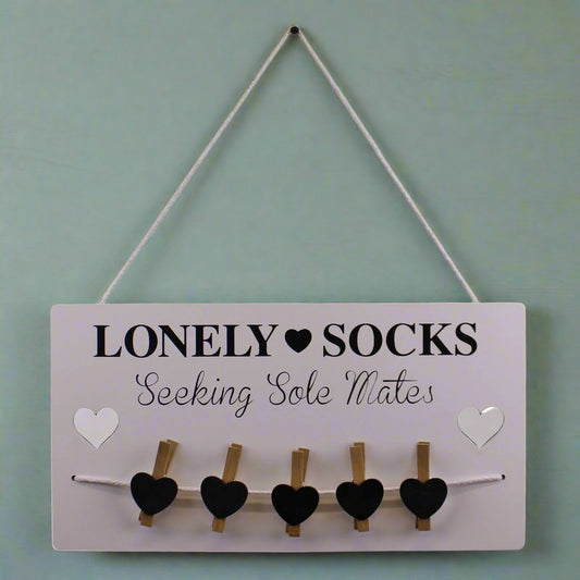 Hanging Lonely Sock Plaque & Pegs