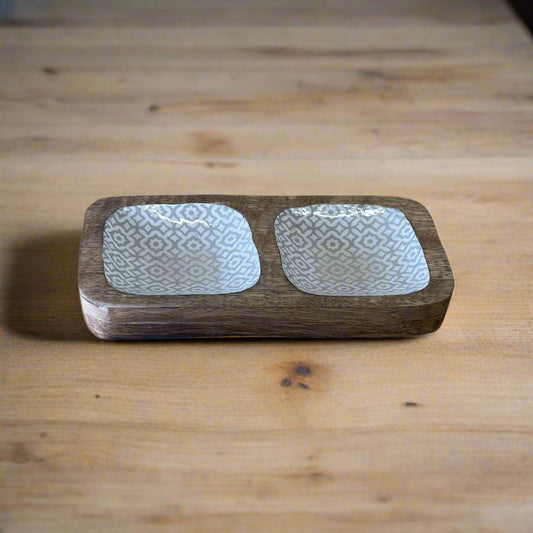 Wood Enamel Snack Bowls
