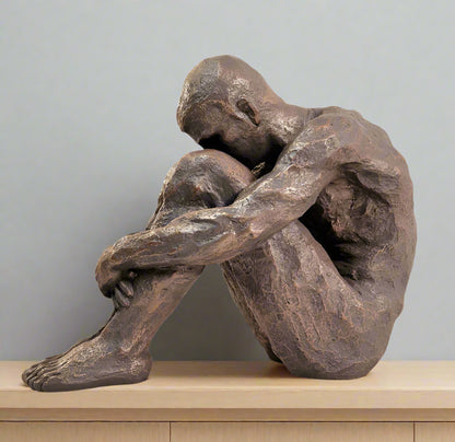 Sitting Man Bronze Style Statue 44.5cm