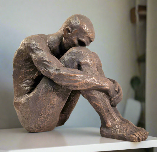 Sitting Man Bronze Style Statue 44.5cm