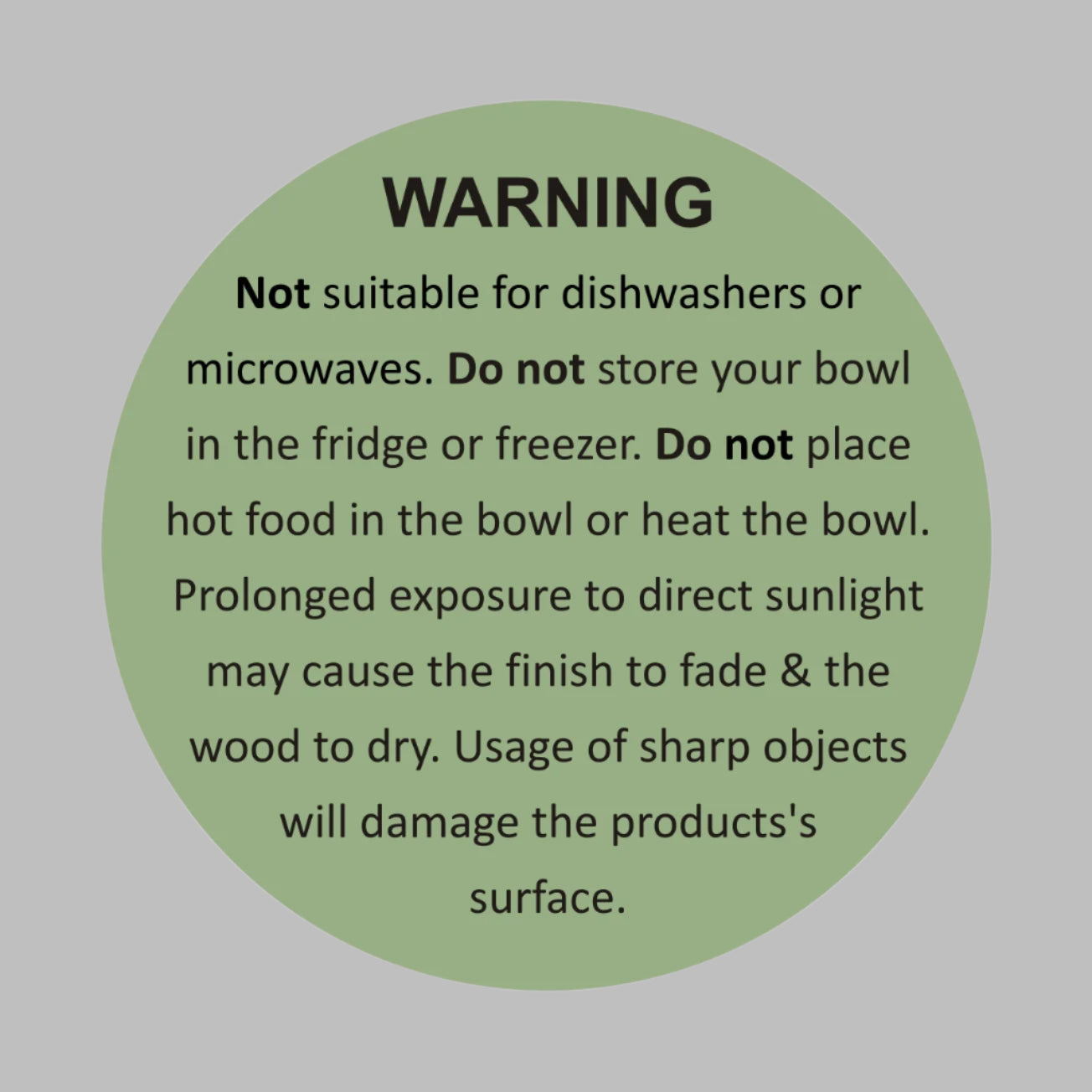 Care label for handcrafted blue and white flower bowl set