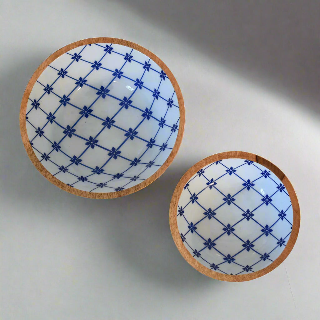 Top‑down view of both bowls revealing entire interior motifs
