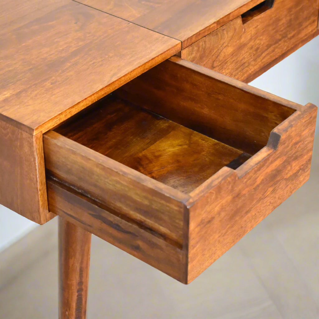 Close up of left drawer open.
