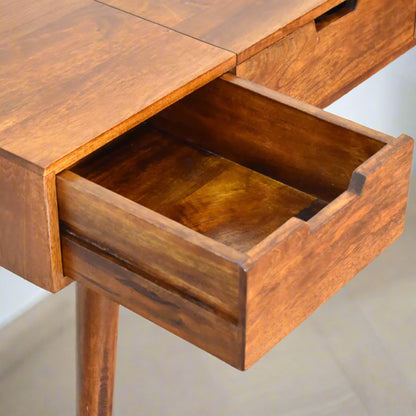 Close up of left drawer open.
