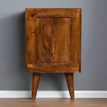 Back panel view showing clean chestnut finish and sturdy joinery