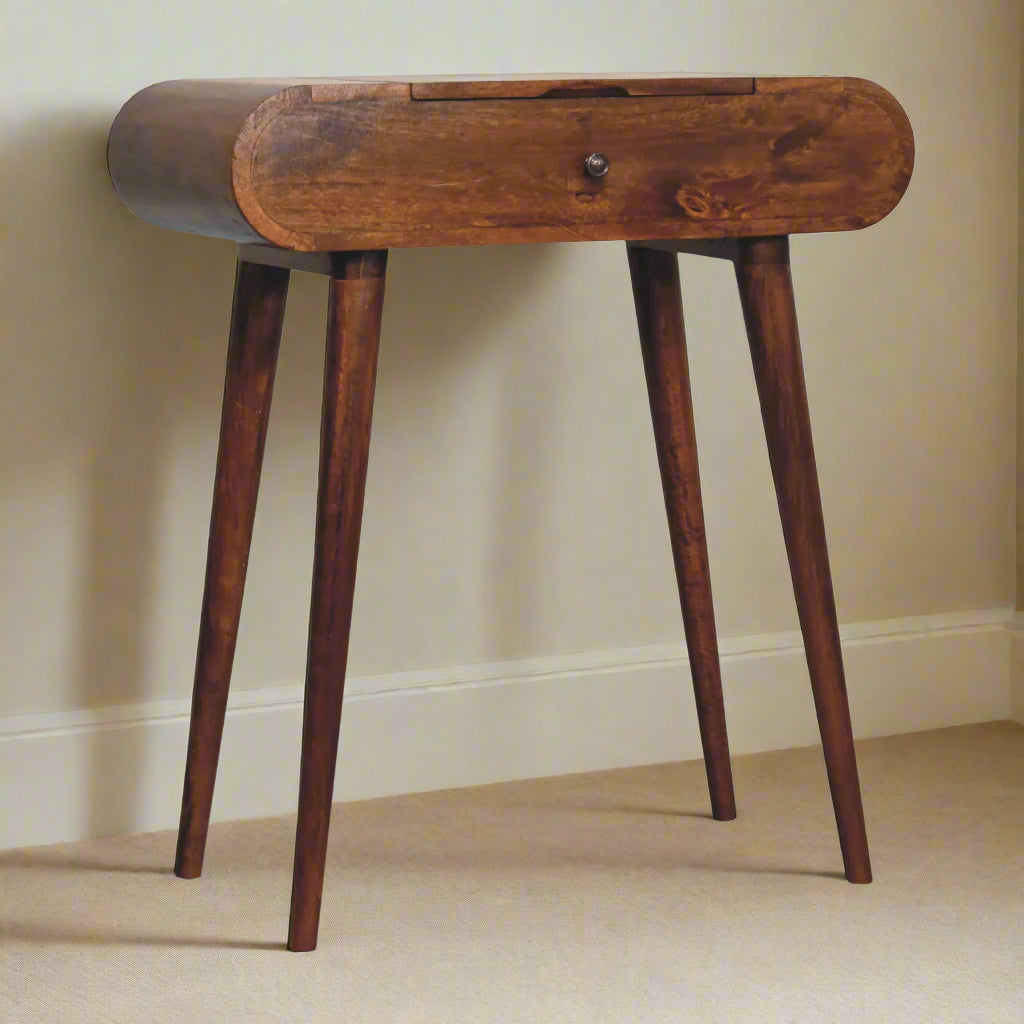 Front‑angled image of entire table emphasizing sleek profile
