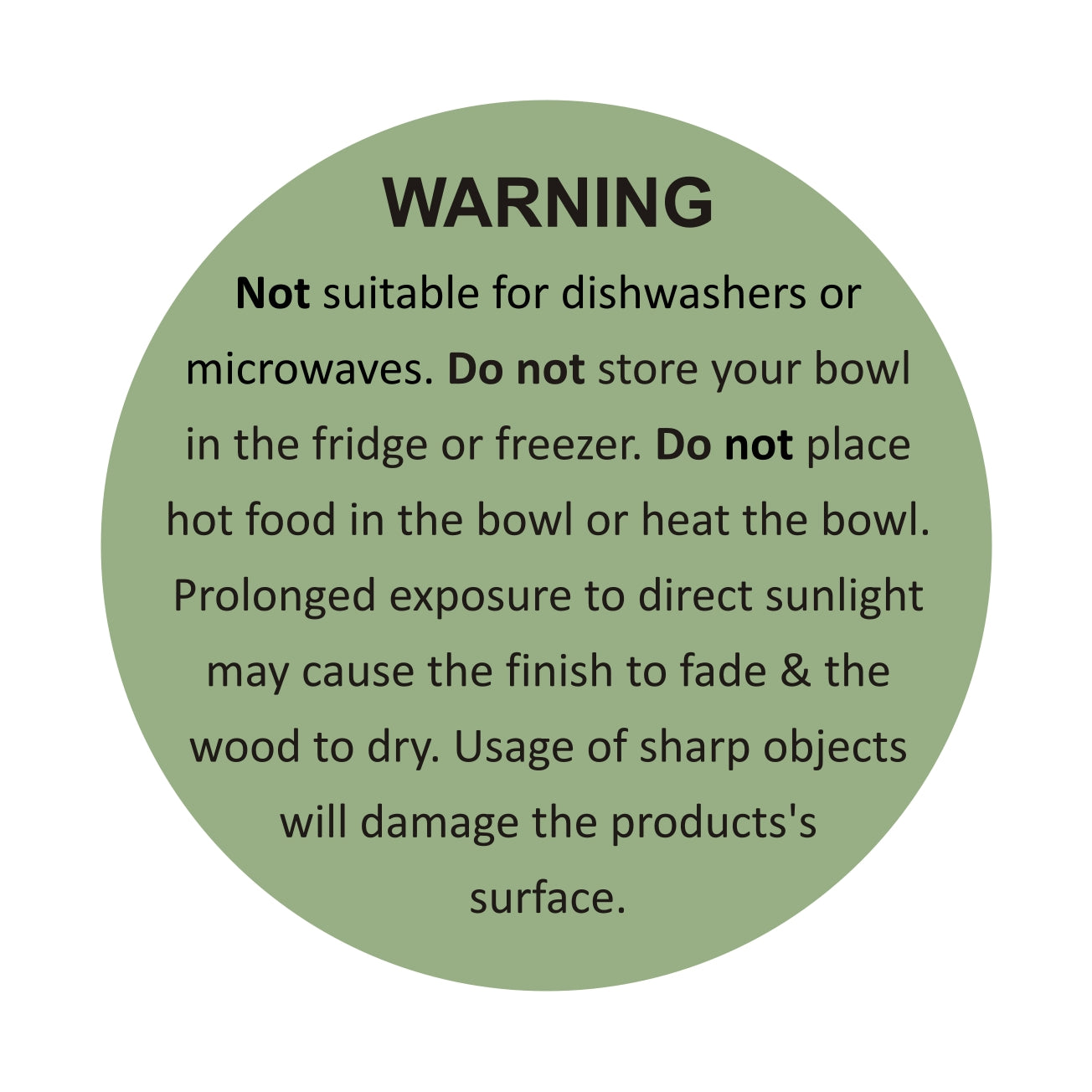 Care label for the Pink Floral Square Bowl Set, providing important instructions for maintenance and use.