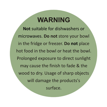 Care label for the Pink Floral Square Bowl Set, providing important instructions for maintenance and use.