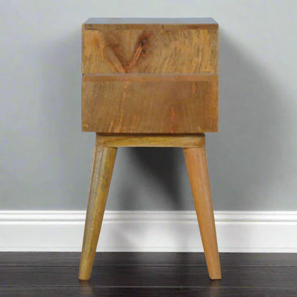 Cut-Out Hand Painted Multi 2 Drawer Bedside Table: Blush Pink & White / Oak-ish Finish