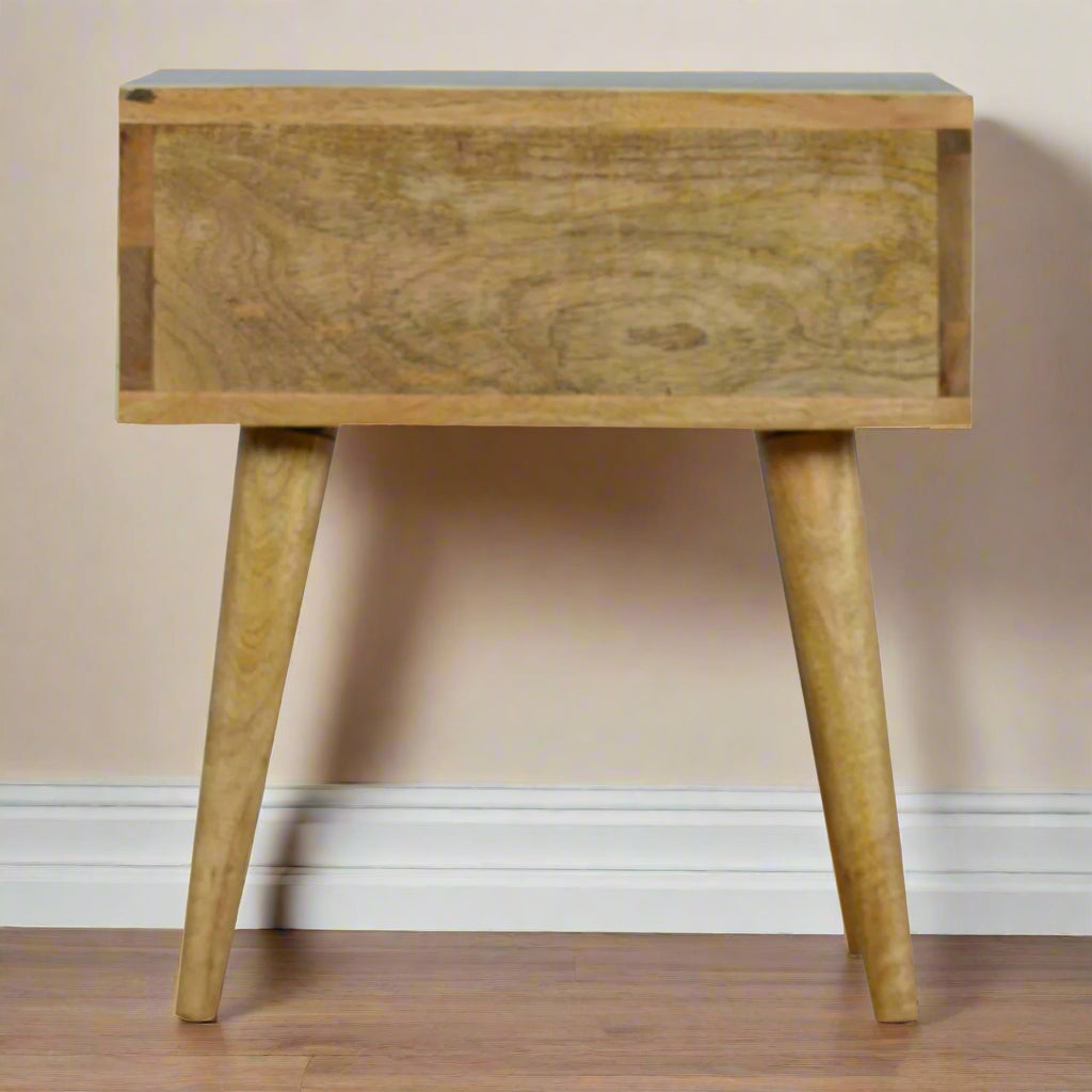 Floral Bone Inlay 1 Drawer Bedside Table - Grey (Oak-ish Finish)