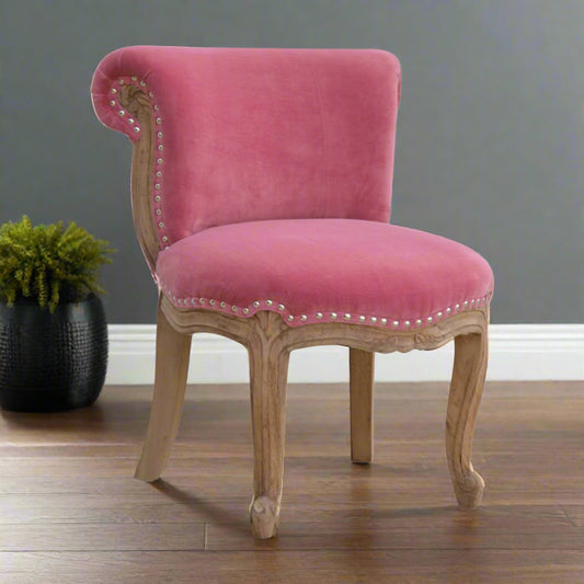 Pink Velvet Studded Chair