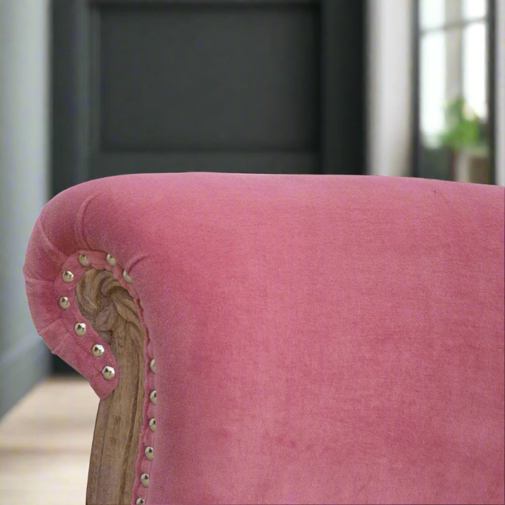 Pink Velvet Studded Chair
