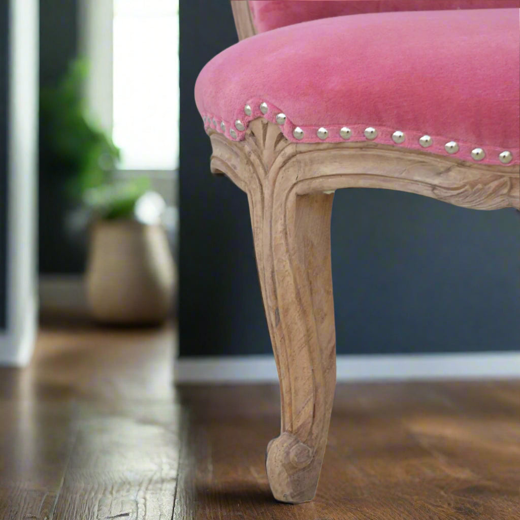 Pink Velvet Studded Chair