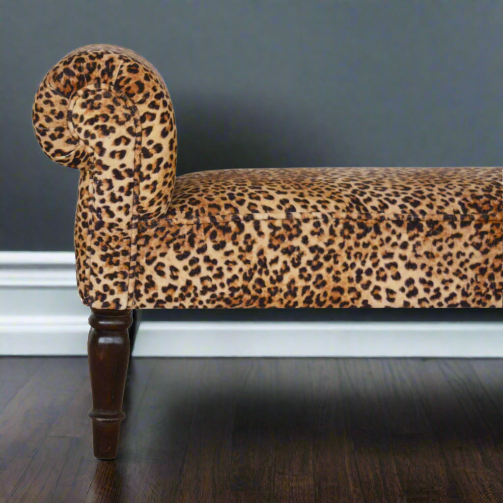Leopard Print Velvet Bench