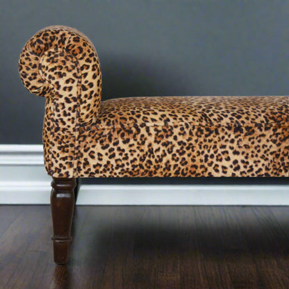 Leopard Print Velvet Bench
