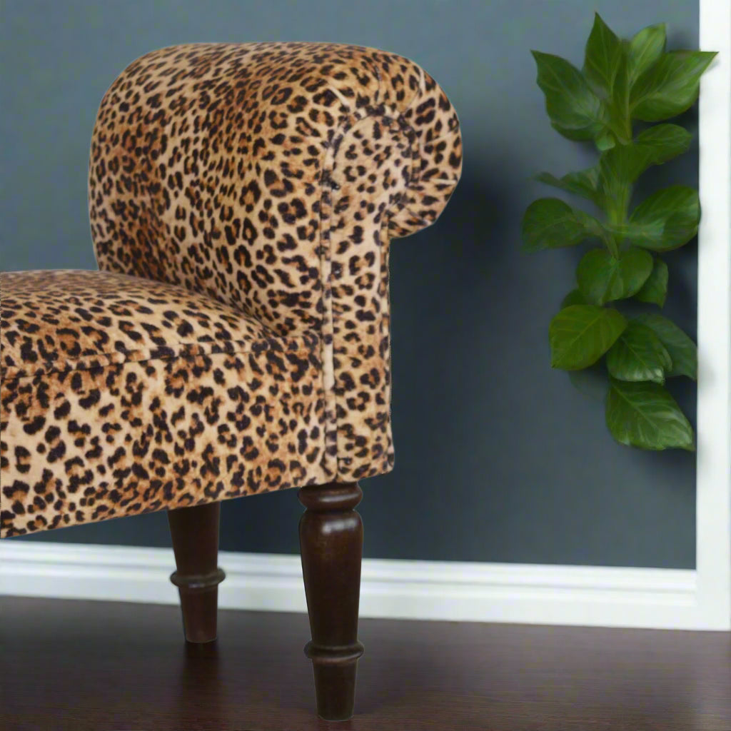 Leopard Print Velvet Bench