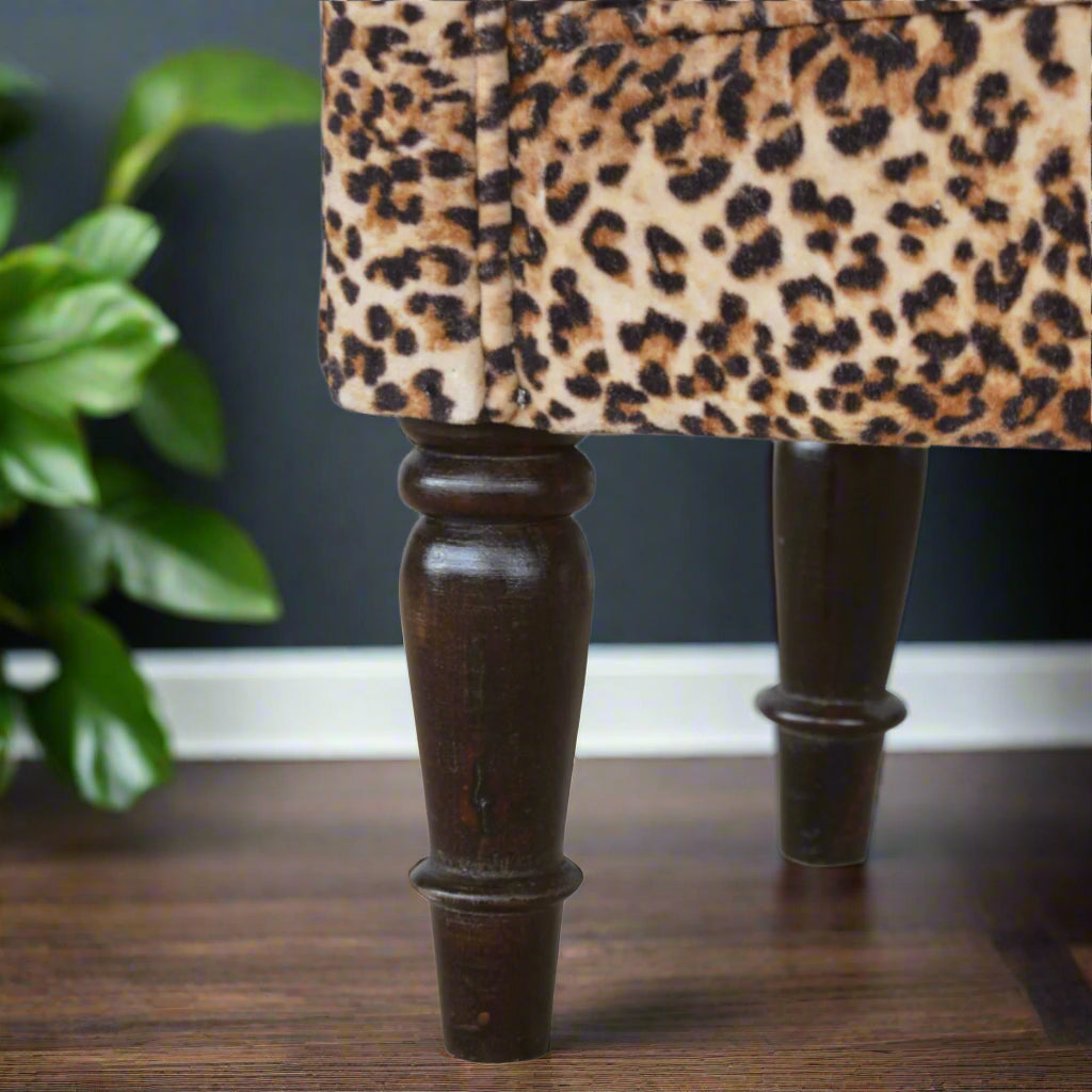 Leopard Print Velvet Bench