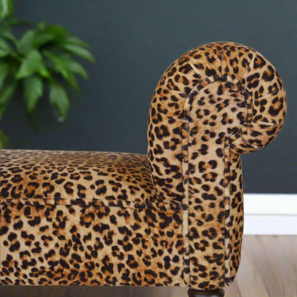 Leopard Print Velvet Bench