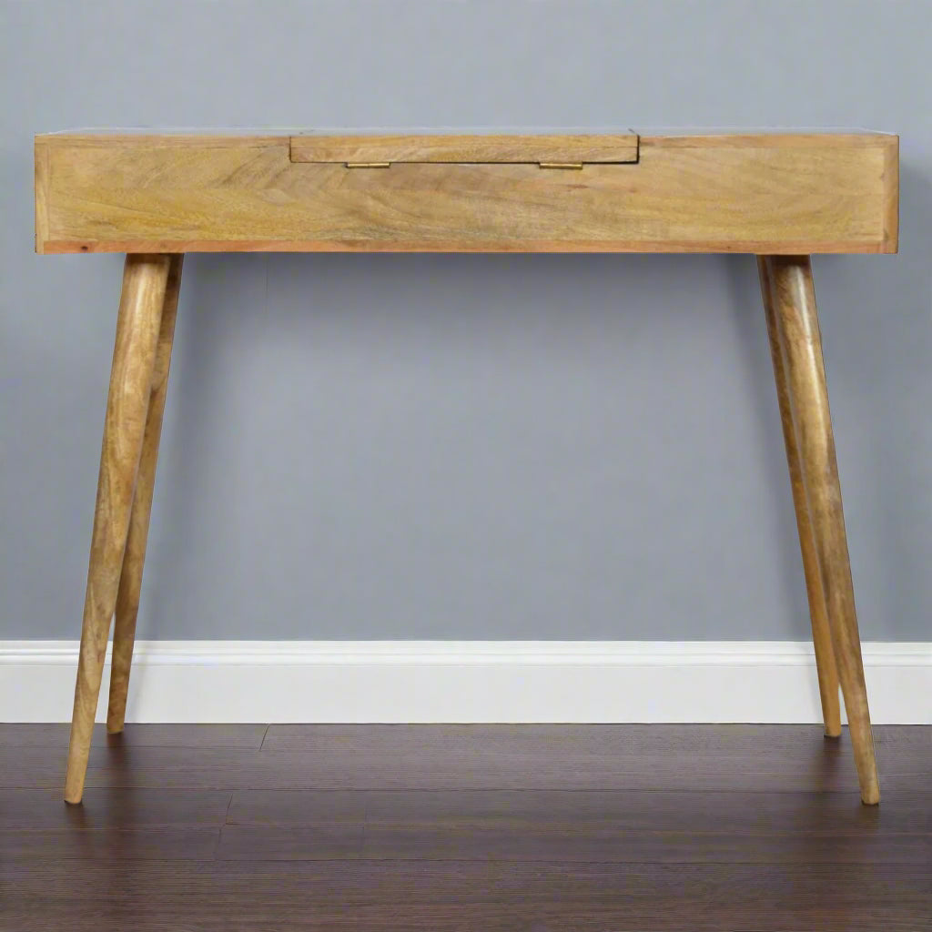 Back view of standard straight edge pink gradient dressing table