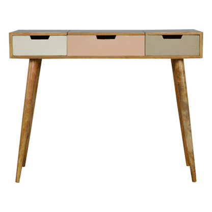 GIF showing the Standard Straight Edge Pink Gradient Dressing Table from all angles.